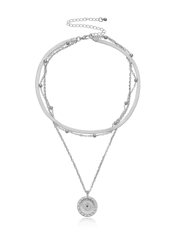 Fashion Versatile Round Tag Personality Simple Multi-Layer Bead Necklace For Women - Hiccupzz