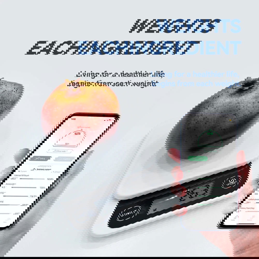0-1kg/0.1g, 1-5kg/1g, Smart Kitchen Scales Nutrition Food with App - Hiccupzz