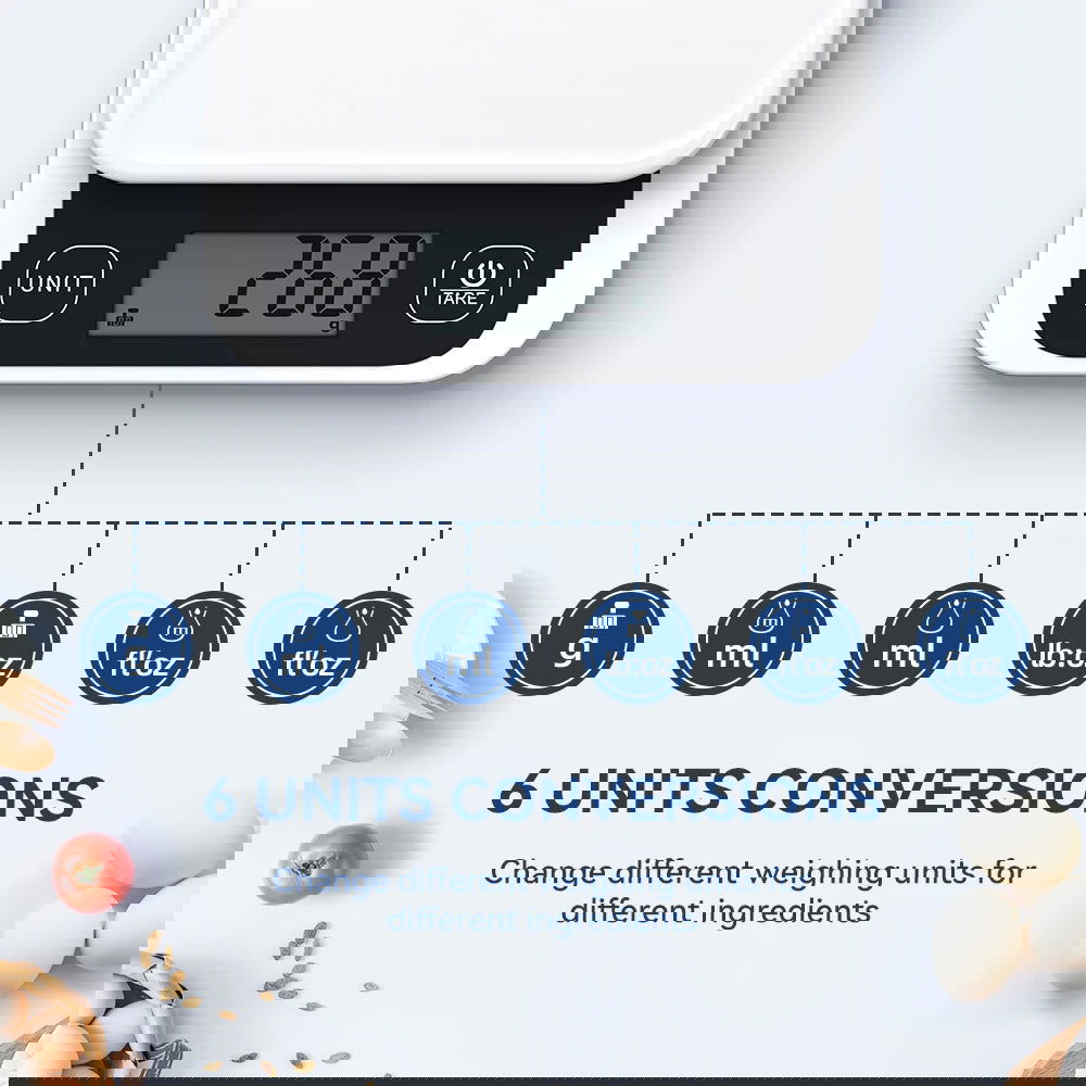 0-1kg/0.1g, 1-5kg/1g, Smart Kitchen Scales Nutrition Food with App - Hiccupzz