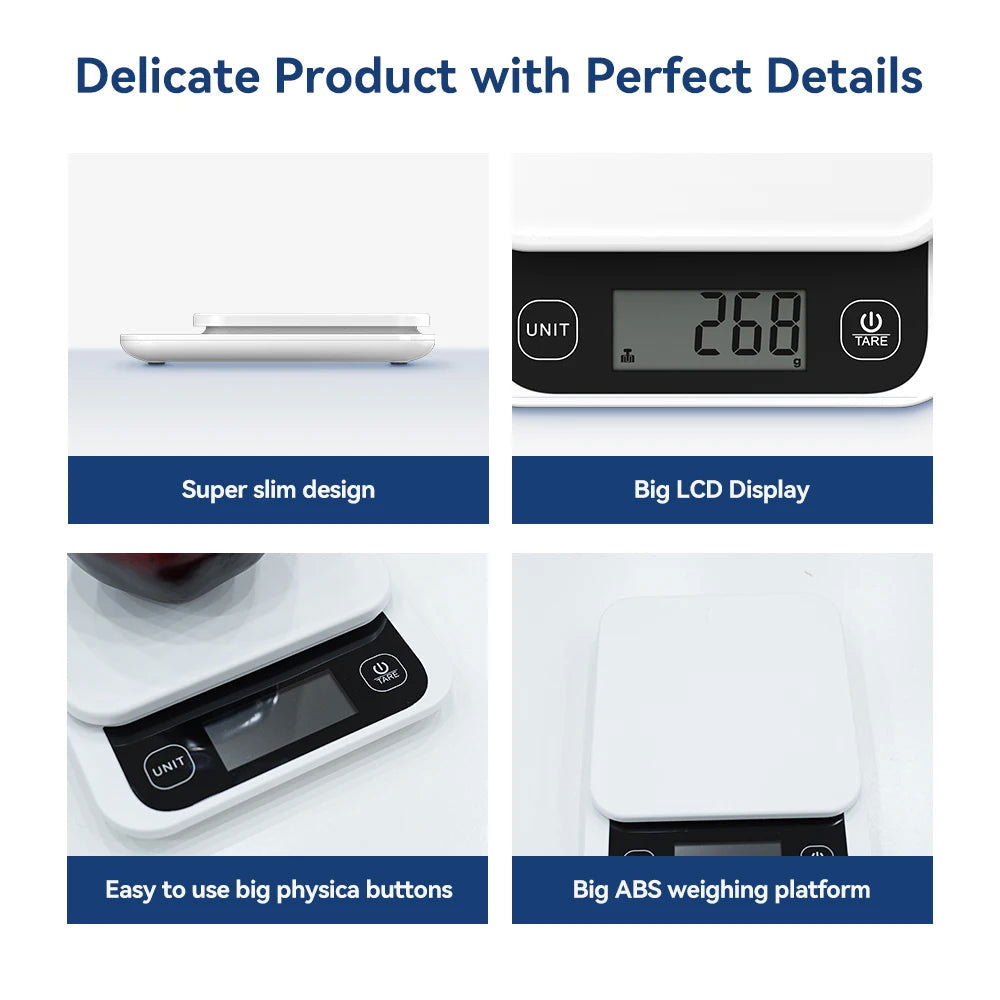 0-1kg/0.1g, 1-5kg/1g, Smart Kitchen Scales Nutrition Food with App - Hiccupzz