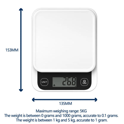 0-1kg/0.1g, 1-5kg/1g, Smart Kitchen Scales Nutrition Food with App - Hiccupzz
