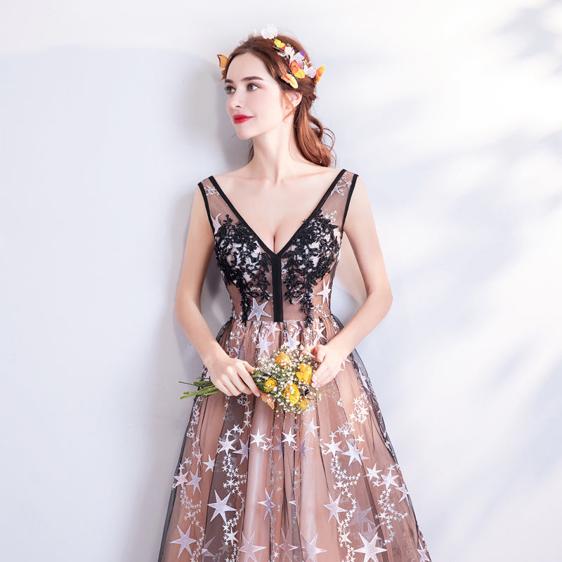 Fantasy Starry Sky Black Banquet Annual Meeting Dress