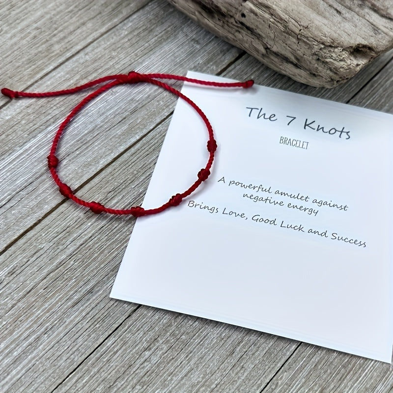 1pc/2pcs 7 Knots Red String Protection Bracelet – Love, Success & Negative Energy Shield Wristband