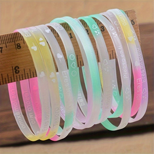 Glow-in-the-Dark Silicone Bracelets (1/2/10 pcs): Adjustable 3mm Wide Party Favors for Birthday, Graduation, Halloween, and Christmas