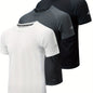 3-Pack Men's Athletic Short Sleeve Crew Neck Shirts - Moisture-Wicking Undershirts with Electrocardiography Print - Hiccupzz