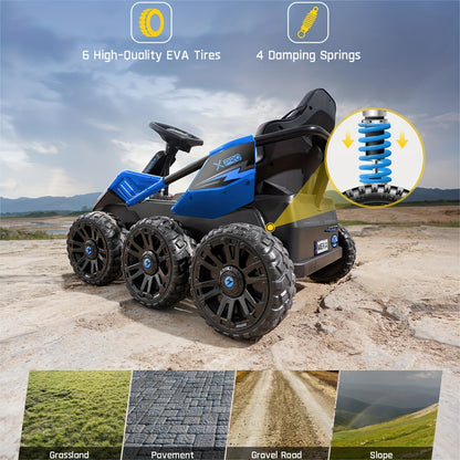 4x75W 24V Electric Ride-On UTV for Big Kids, 5.9MPH, 6 EVA Wheels, 4WD/2WD, Parent Remote, 4 Shock Absorbers, Perfect Gift for Kids 3+ Plus
