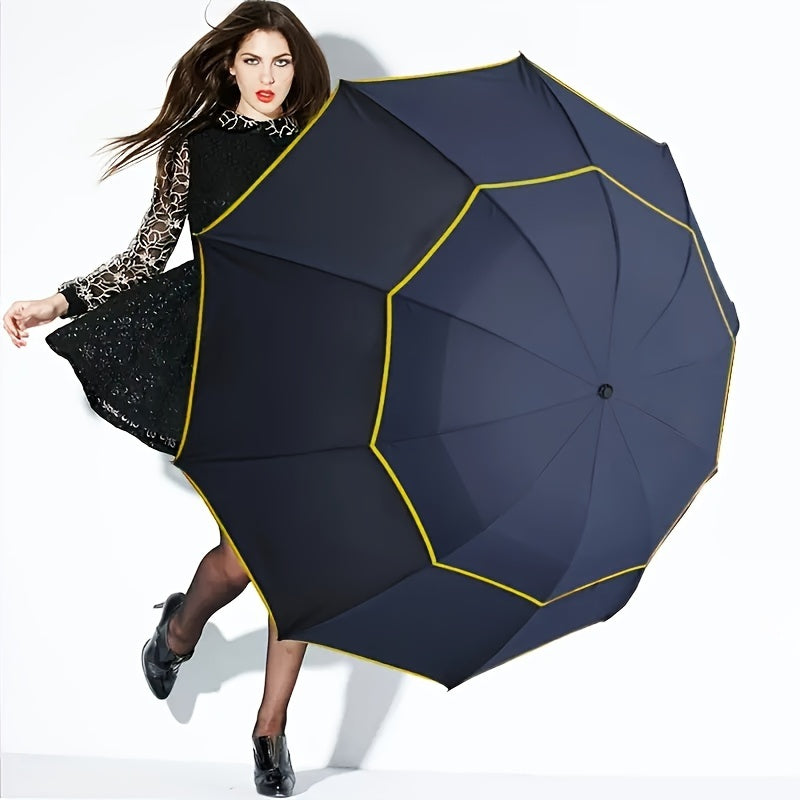 Solid Color Large 10 Ribs Folding Umbrella - Casual, Lightweight, Durable, Portable & Windproof Umbrella for Men & Women