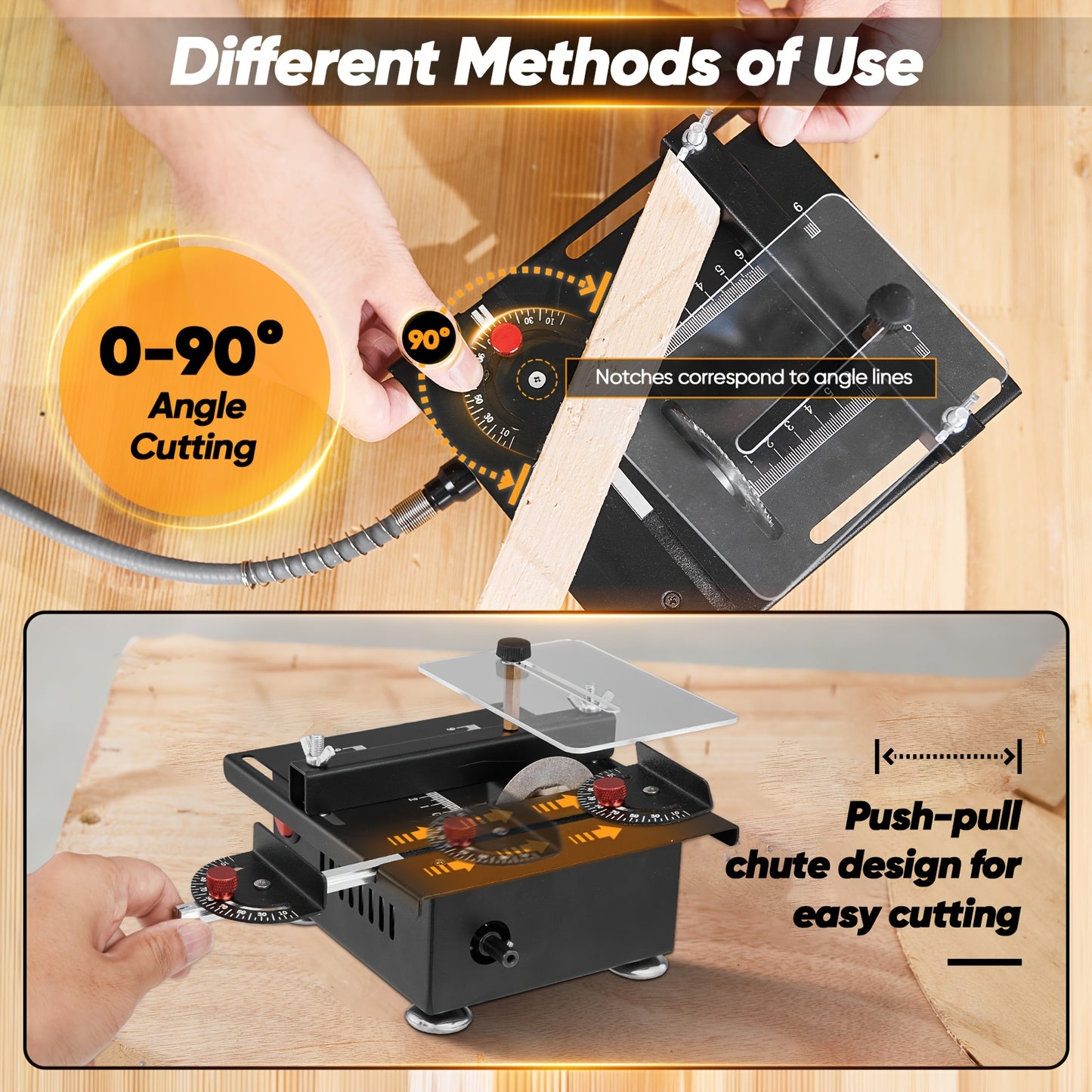 Saker Mini Table Saw, Multi-Functional Portable Adjustable Machine for Cutting, Sanding, Engraving, Drilling, 7-Speed Precision Table Saw