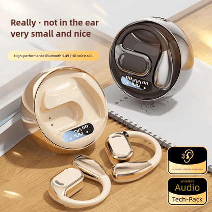 New Wireless Earphone New Open Air Conduction Earbuds Small Round Design Non In Ear Long Standby Headphone HIFI Sound Earhook - Hiccupzz