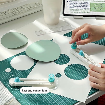 360-Degree Rotating Circle Cutter - Manual Paper Trimmer For Greeting Cards & Crafts, Durable Plastic Construction - Hiccupzz