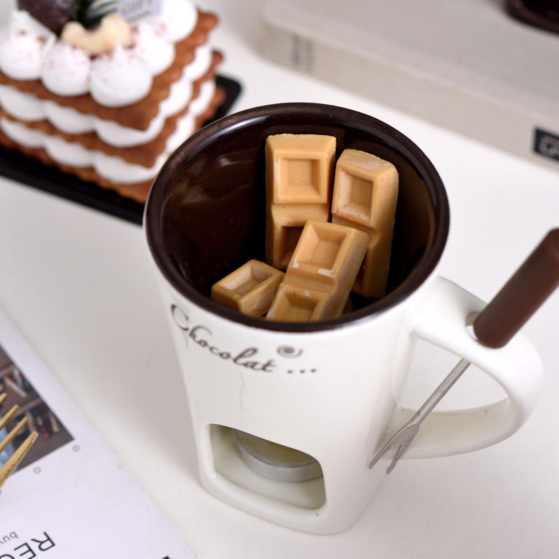 Mini Fondue Mug Set - Personal Chocolate, Cheese, and Butter Warmer Kit