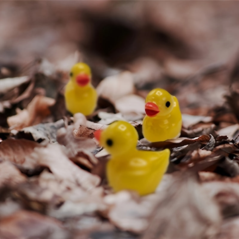 Mini Yellow Duck Figurines (10pcs): Realistic Resin Ducks for Home and Office Decor, Ideal for Easter, Halloween, and Christmas Gifts