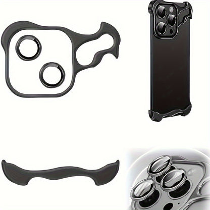 Metal Corner Anti-Fall Special-Shaped Phone Case For iPhone 15 Pro Max 14 15 Pro 14 Pro Max 14 15 Plus 13 Pro Max 13 Pro With Lens Film Frameless Slim Shockproof - Hiccupzz