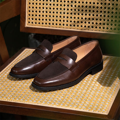 Square Toe Men's Fashion Leather Color Block Casual Shoes - Hiccupzz