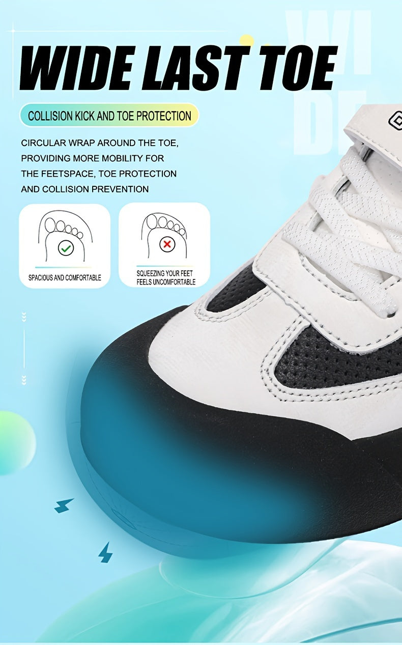 Boy's Trendy Street Style Color Block Skateboard Shoes, Hook & Loop Fastener Comfy Non Slip Durable Sneakers For Outdoor Activities