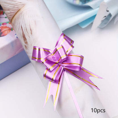 Small Hand Pull Flower Ribbon Bows (10/50pcs): Perfect for Gift Wrapping, Holiday Decor, and Wedding Decorations - Hiccupzz