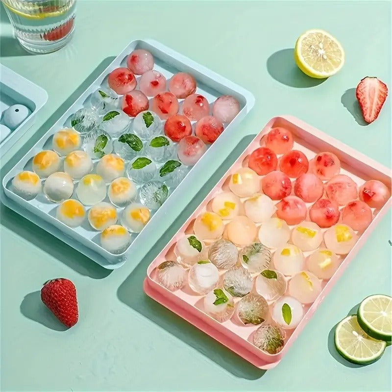 33-Grid Ice Cube Tray with Lid - Quick-Release, Stackable Ice Maker for Kitchen & Beverages