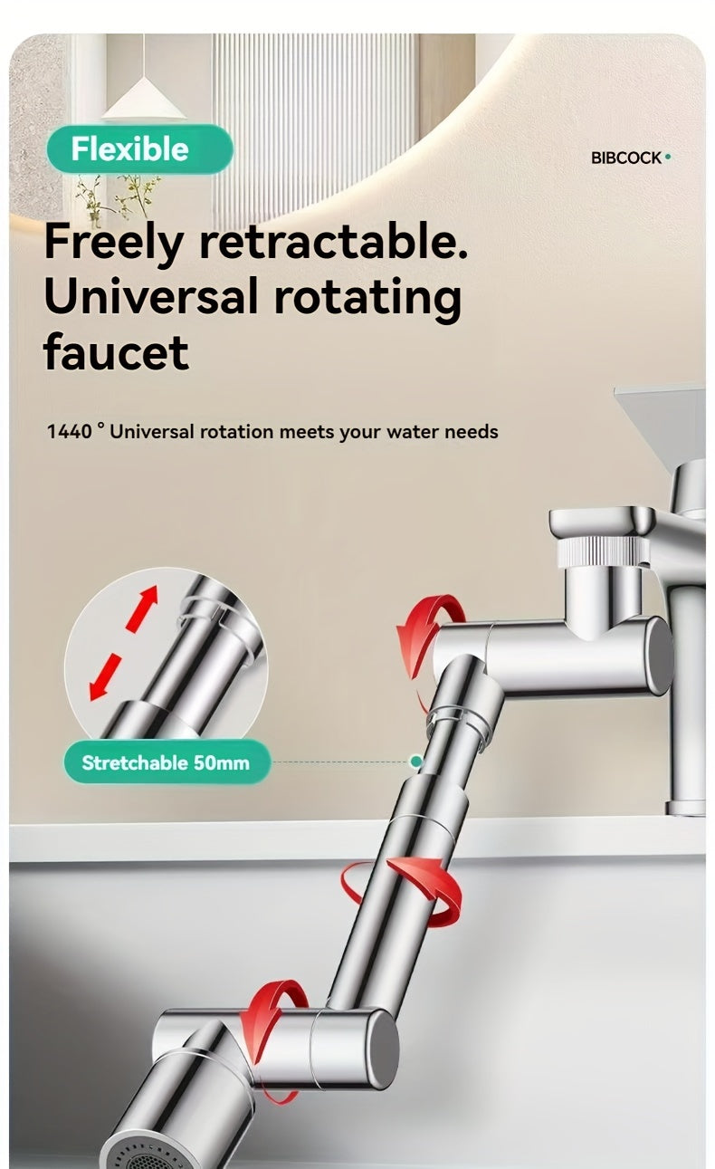 1 Pc Robotic Arm Faucet Extender - Universal Water-Saving Nozzle with Anti-Splash Bubble, Retractable & Rotatable Arm