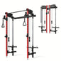 Wall Mounted Folding Squat Rack with Cable Crossover & LAT Pull Down, 5 Adjustable Modes, Space-Saving Home Gym Trainer - Hiccupzz