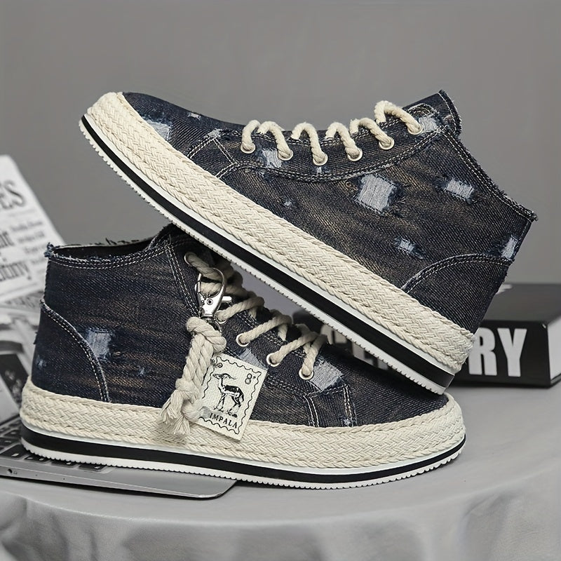 Breathable High Top Denim Skate Shoes for Men