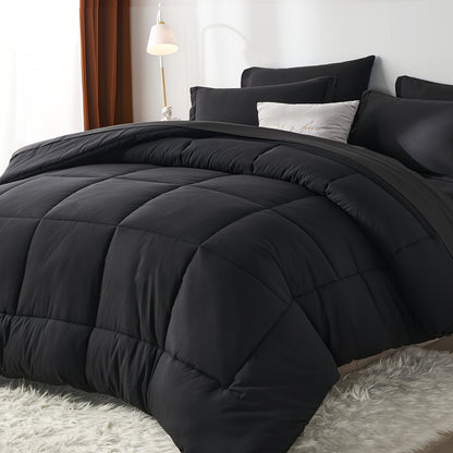 7-Piece Checkered Comforter Set – All-Season, Soft Microfiber-Available in Twin/Full/Queen/King Sizes - Hiccupzz