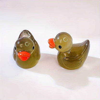 Glow-in-the-Dark Mini Yellow Ducks (5pcs): 3D Resin Garden Decor for DIY Home and Party Decorations - Hiccupzz