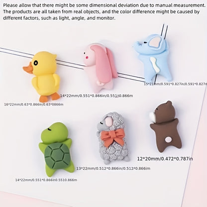 Set of 6 Mini Cartoon Car Console Decorations: Sleeping Rabbit, Sheep, Bear, Duck, Elephant, and Turtle Ornaments for Rearview Mirrors and Interior Accessories - Hiccupzz