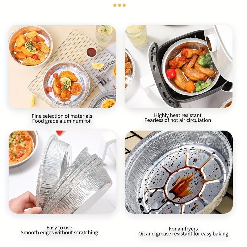 8 Inch (approx. 21 Cm) Round Aluminum Foil Pan With Lid | Pack Of 50 | Disposable Pans Freezer And Oven Safe - Disposable Takeout Pan With Clear Plastic Dome Lid.