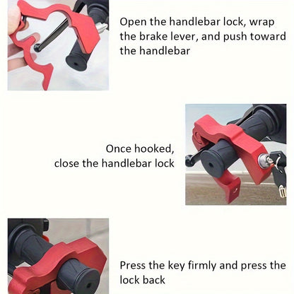 Heavy-Duty Motorcycle Handlebar Lock - Adjustable Anti-Theft Security For Atvs, Scooters & Bikes, Aluminum Alloy - Hiccupzz