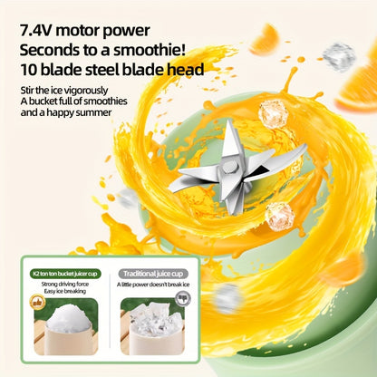 1 Pc Portable USB Rechargeable Electric Juicer Cup - 27.05 Oz Large Capacity, Multi-Function Mini Blender