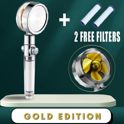 Shower Head Water flow 360 Degrees Rotating With Small Fan ABS Rain High Pressure Spray Nozzle Bathroom Accessories - Hiccupzz