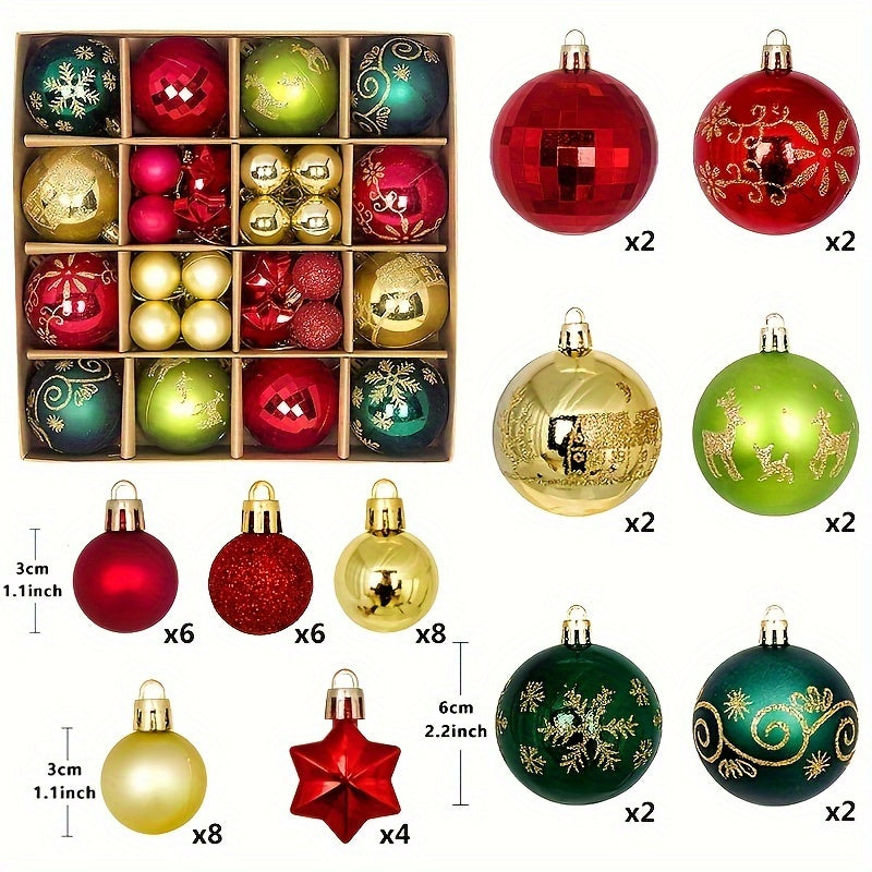 44 Pcs Christmas Balls Ornaments for Xmas Tree Decorations