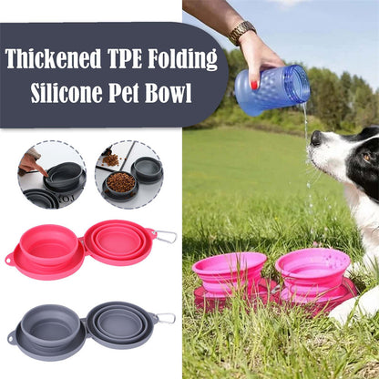 Rubber Foldable Double Bowl Pet Feeding Bowl Pets Supplies Dog Cat Bowls - Hiccupzz