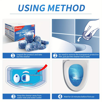 Automatic Toilet Bowl Cleaner Tablets - Low Odor, Long-Lasting Deodorizing, Tough Stain Removal