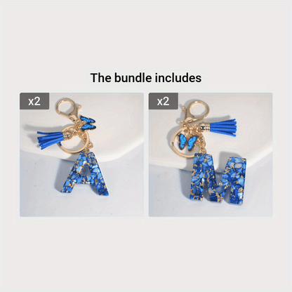 Blue Butterfly Alphabet Initial Keychain - Cute Resin Charm for Bags and Daily Use - Hiccupzz