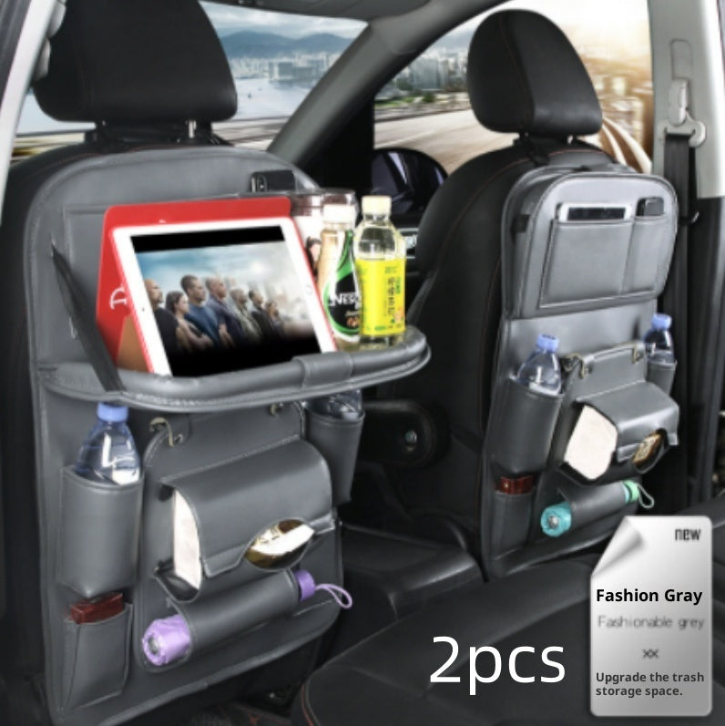 Luxury PU Leather Car Backseat Organizer with Foldable Table – Multi-Functional Car Seat Storage.