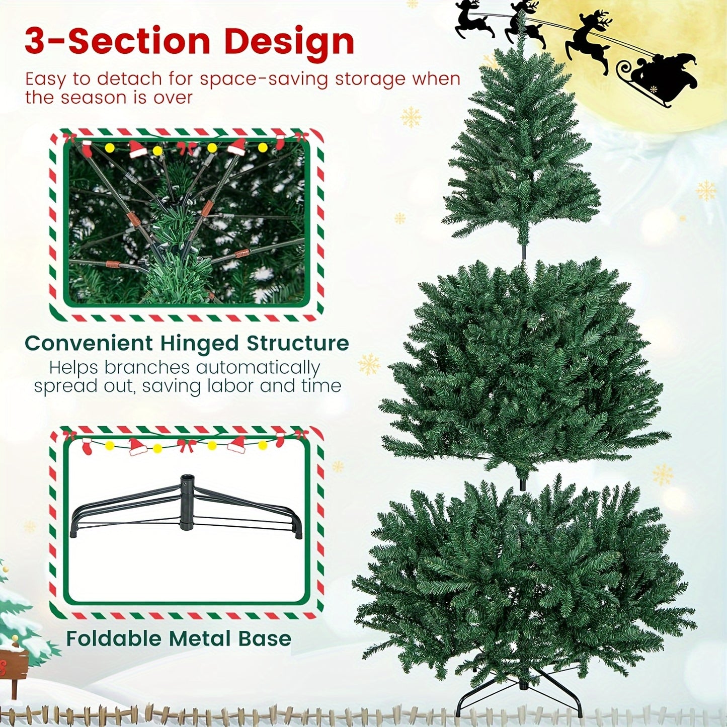 Artificial Christmas Tree, 7.5 Ft with 1346 Branch Tips