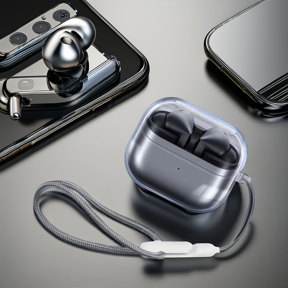 Transparent Anti Drop Earphone Protective Case With Mountain Buckle