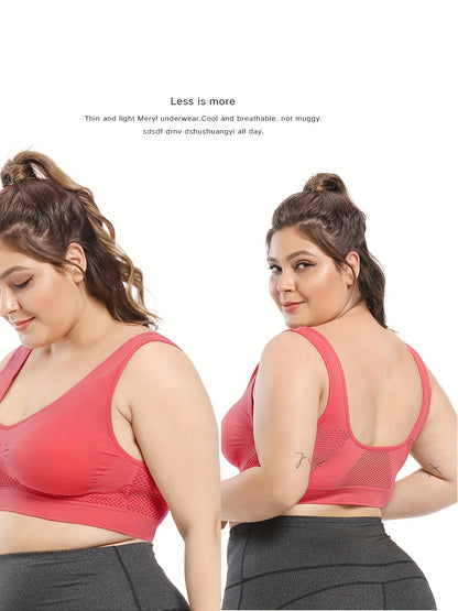 Breathable Plus Size Sports Bra with Pads - High Stretch and Seamless for Women - Hiccupzz