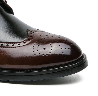 Men's High-top Leather Shoes Tide Contrast Color Casual - Hiccupzz