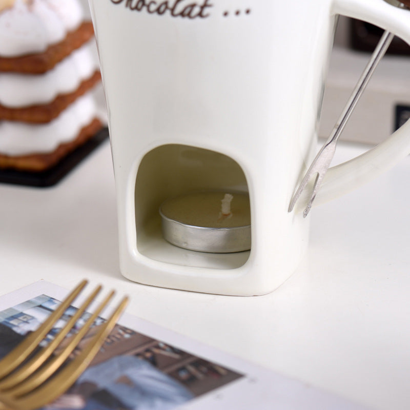 Mini Fondue Mug Set - Personal Chocolate, Cheese, and Butter Warmer Kit