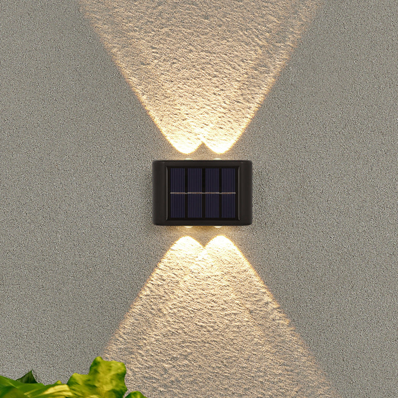 2-Pack Solar Wall Lights, Decorative Up and Down Lights for Patio, Villa, Aisle, IP44 Waterproof Ambient Landscape Lamps