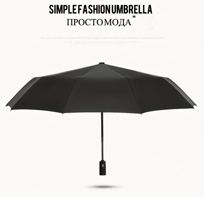 Three-Fold Automatic Folding Umbrella, Windproof, Reinforced Thickened Design