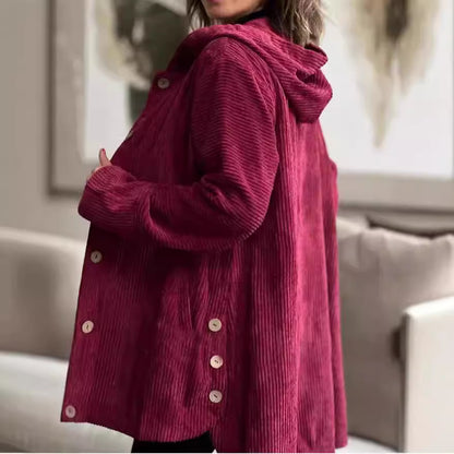 Women's Hooded Loose Corduroy Casual Jacket - Hiccupzz