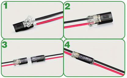 50 Pcs Quick Splice Solderless Connectors - 2-Pin Dual Way for LED Strips, Car, Low Voltage Applications
