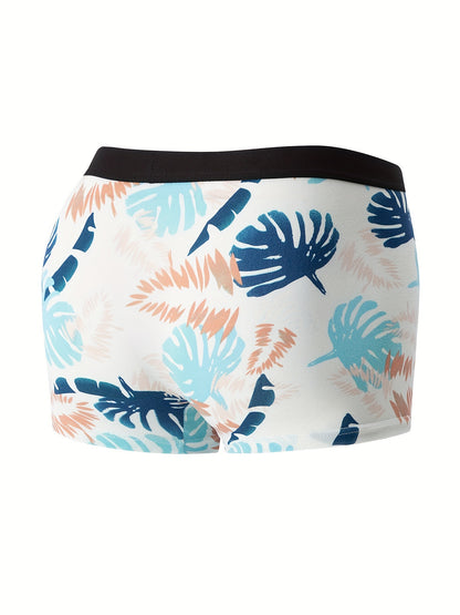 4-Pack Men's Flower Pattern Boxer Briefs - Breathable Antibacterial Sports Shorts for Casual Comfort - Hiccupzz