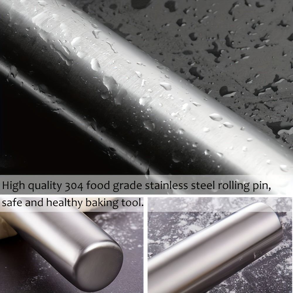 Durable Stainless Steel Rolling Pin for Perfect Dough Every Time - Ideal for Commercial Use and Home Baking