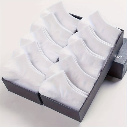 Men's Solid No Show Socks (1/5/10 Pairs): Comfy, Breathable, Casual Style for Outdoor Activities - Hiccupzz