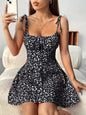 Floral Print Dress Summer Sweet A- Line Waist Trimming Dresses Women's Slimming Casual Clothing