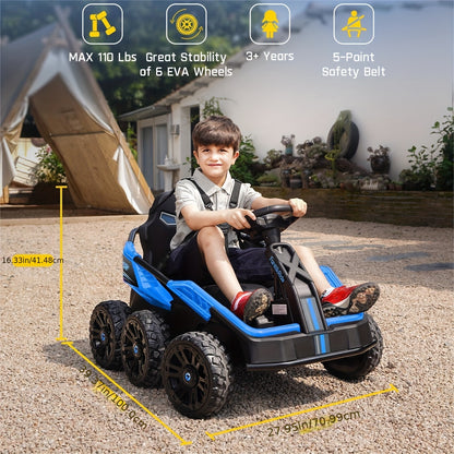 4x75W 24V Electric Ride-On UTV for Big Kids, 5.9MPH, 6 EVA Wheels, 4WD/2WD, Parent Remote, 4 Shock Absorbers, Perfect Gift for Kids 3+ Plus